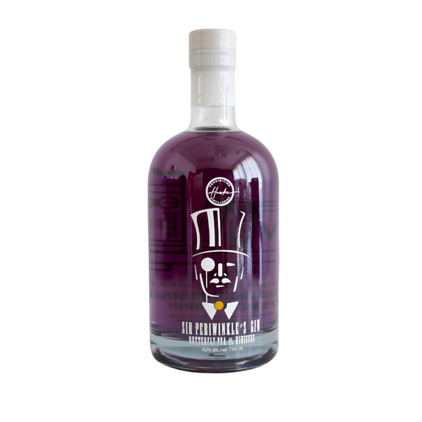 Sir Periwinkle's purple gin with butterfly pea blossom and hibiscus tea-infused gin