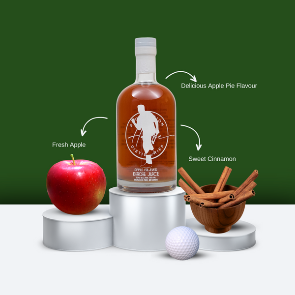 Apple pie-eyed birdie juice apple flavoured vodka with fresh apples and cinnamon, perfect vodka liqueur for golf